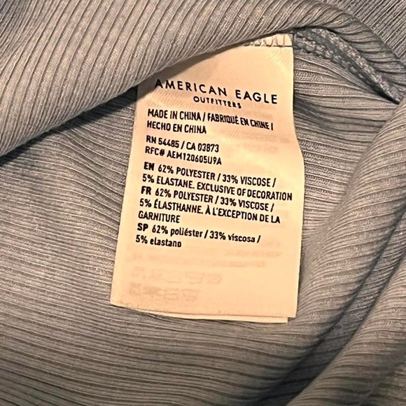 American Eagle Ribbed Henley Long Sleeve Top Baby Blue NWOT Size M - Picture 5 of 6